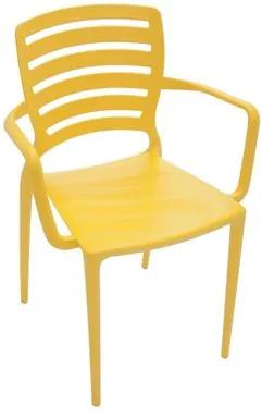 Cadeira Sofia com braços encosto horizontal amarela Tramontina