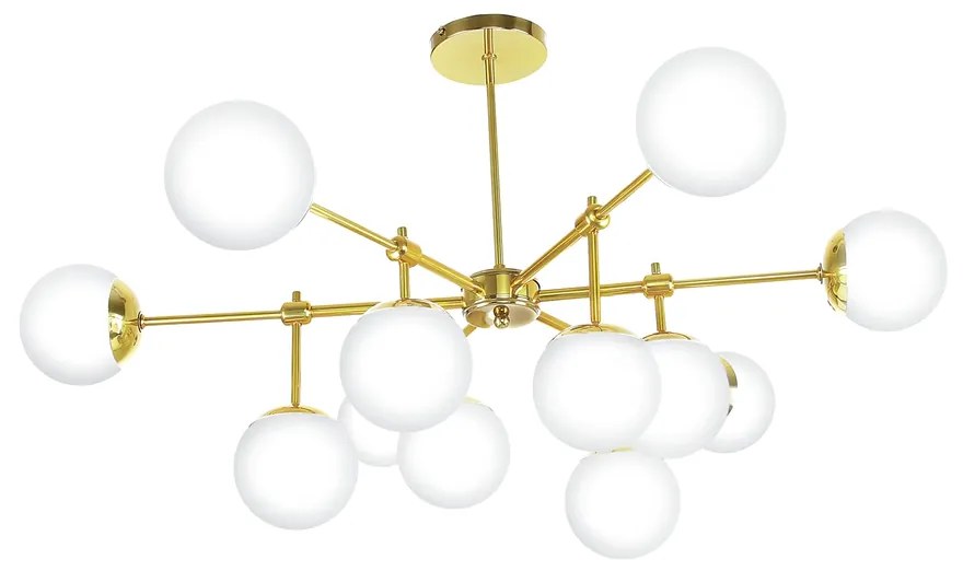 Plafon De Sobrepor Metal E Vidro Globinho Ø100X52Cm 12 X G9 Globo Ø12C... (CHAMPANHE)