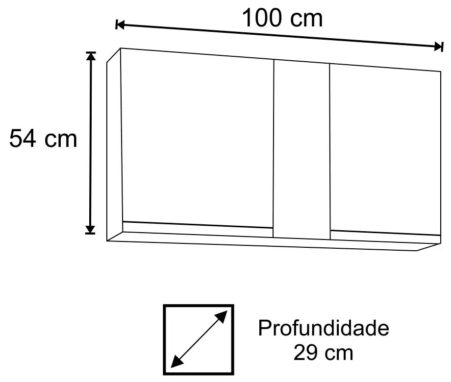 Armário Aéreo de Cozinha Lavanderia 02 Portas Agata Branco 100 cm - D'Rossi