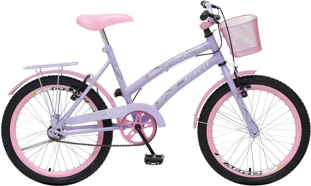 Bicicleta Infantil de Passeio Aro 20 Freio V-Brake Ciça Quadro 13 Aço Lilás - Colli Bike