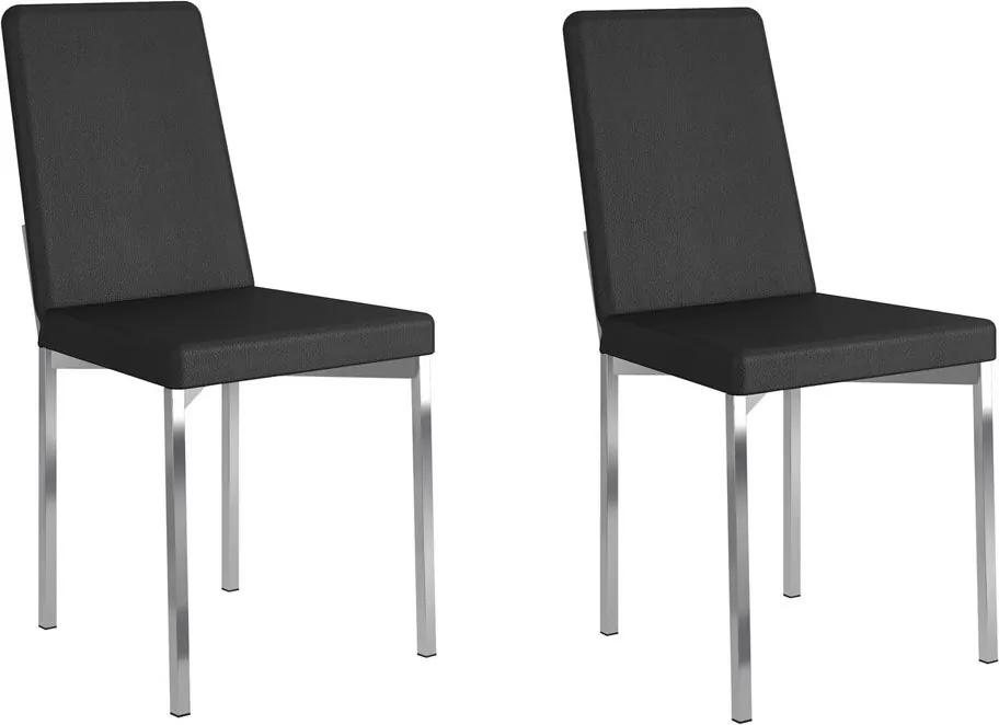 Cadeiras para Cozinha Kit 2 Cadeiras 399 Courissímo Preto/Cromado - Carraro Móveis