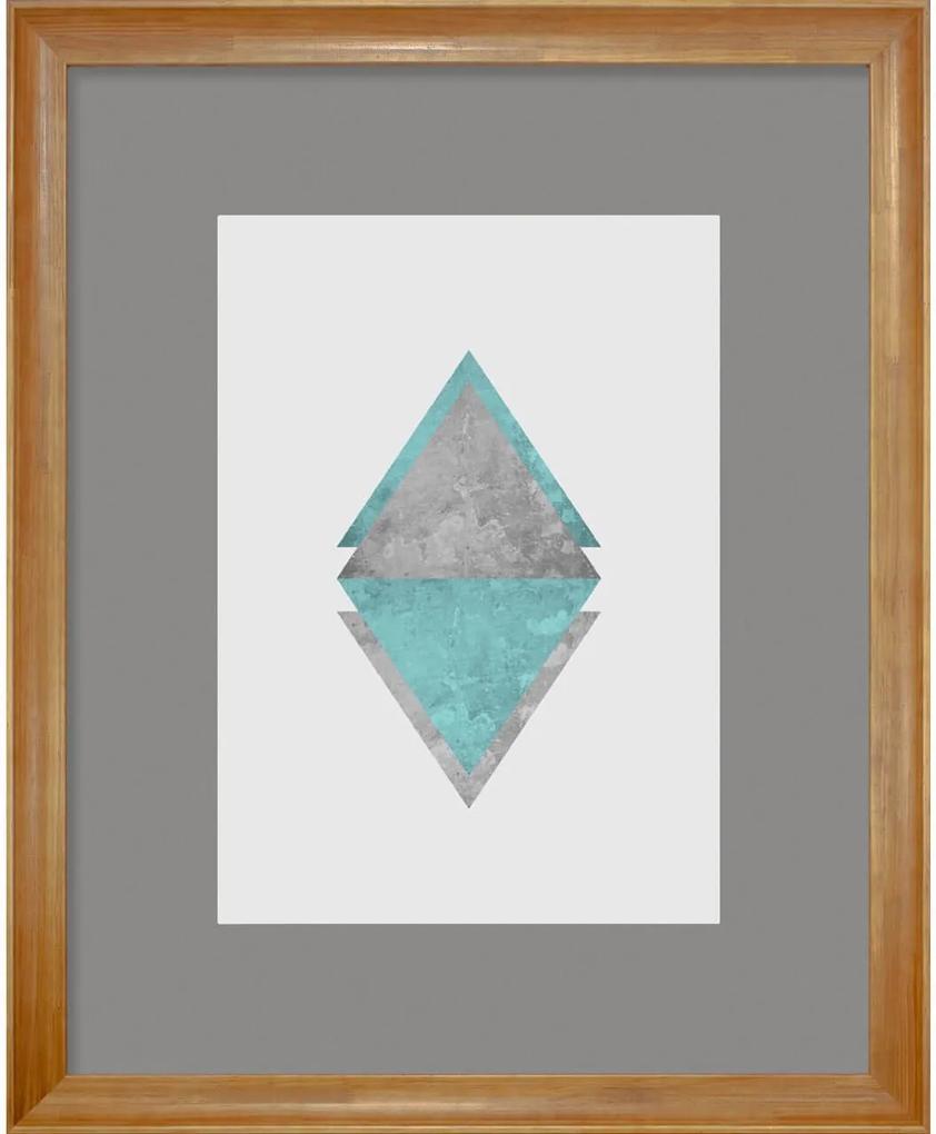 Quadro Decorativo Arte Moderna Triângulos E Losango Verde água 90x110cm
