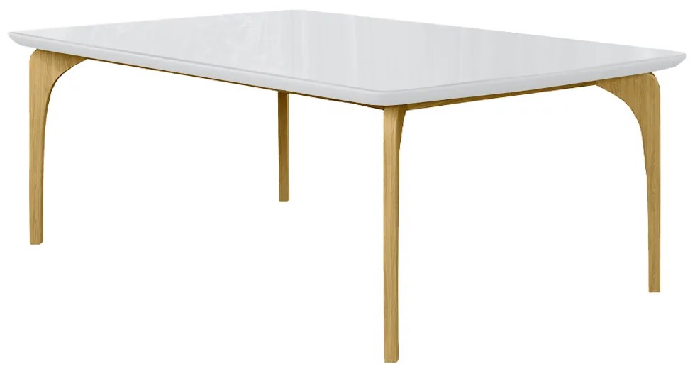 Mesa Sala de Jantar 6 Lugares 160cm Tampo com Vidro Dinamarca Branco/Freijó G13 - Gran Belo