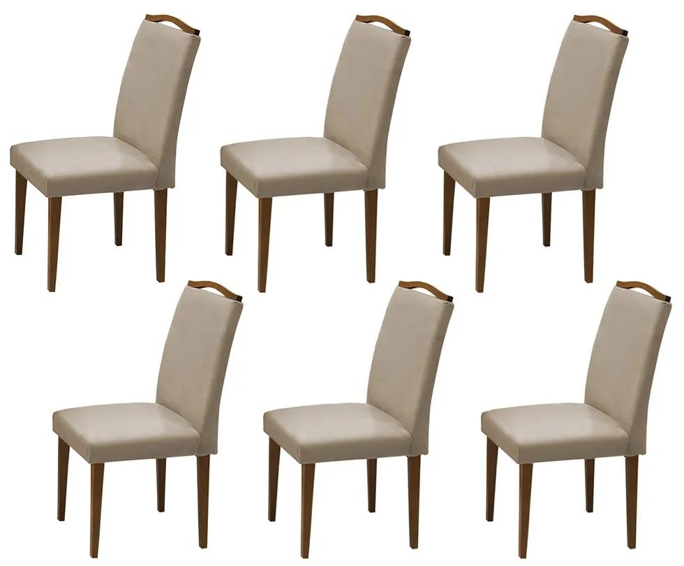 Conjunto 6 Cadeiras Decorativa Lorena Veludo Cappuccino