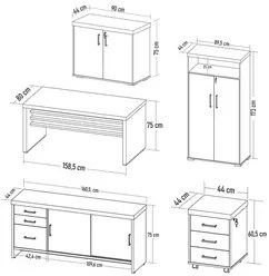 Conjunto Escritório Home Office 5 Peças Corp A06 Charuto/Preto - Mpoze