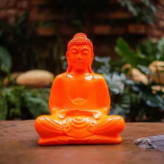 Buda Meditando 20cm Bali - Laranja