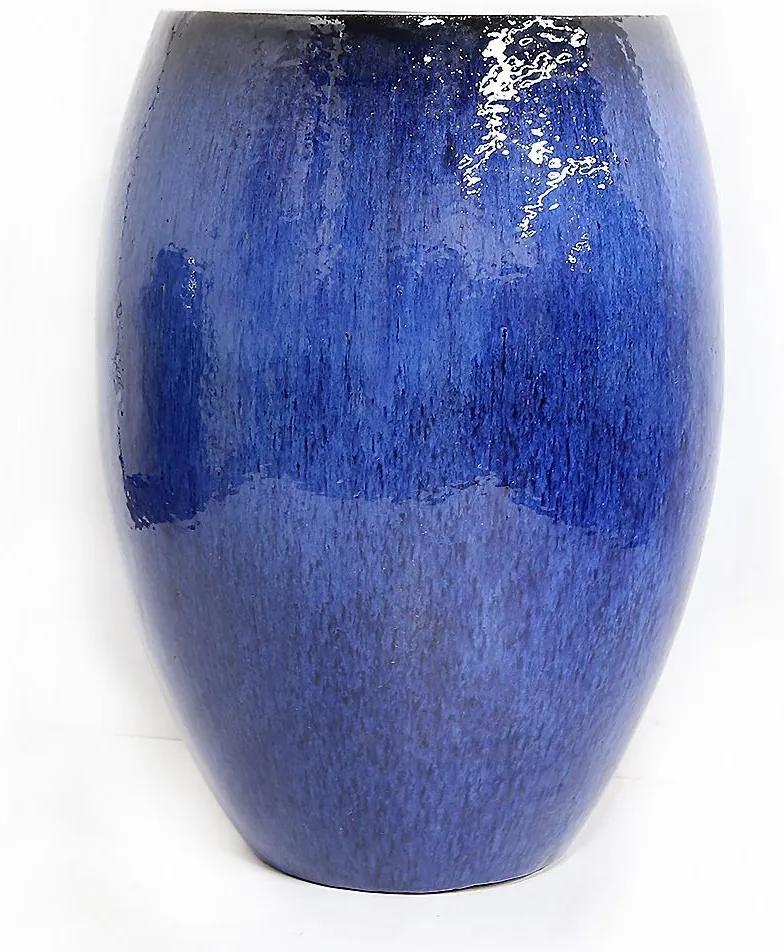Vaso Vietnamita Cerâmica Importado EGG Planter Médio Azul D48cm x A74cm
