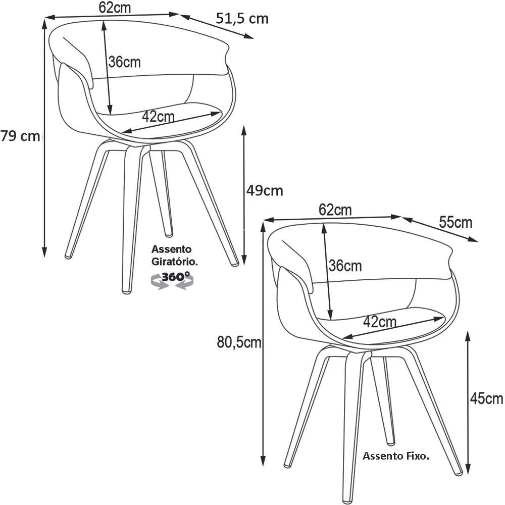 Kit 03 Cadeiras Escritório Recepção Fixa e Diretor Giratória PU Sintético Preto G56 - Gran Belo