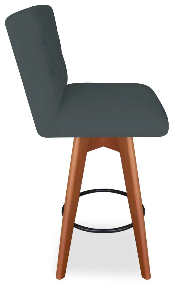 Banqueta Alta Sueli Com Base Giratória Suede Cinza Grafite