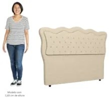 Cabeceira Casal Cama Box 140cm Oregon Z04 Linho Bege - Mpozenato