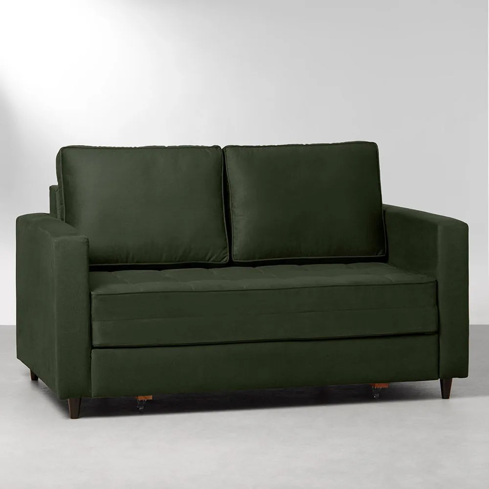 Sofá-Cama Belize Casal Suede Verde Escuro - 1,50m