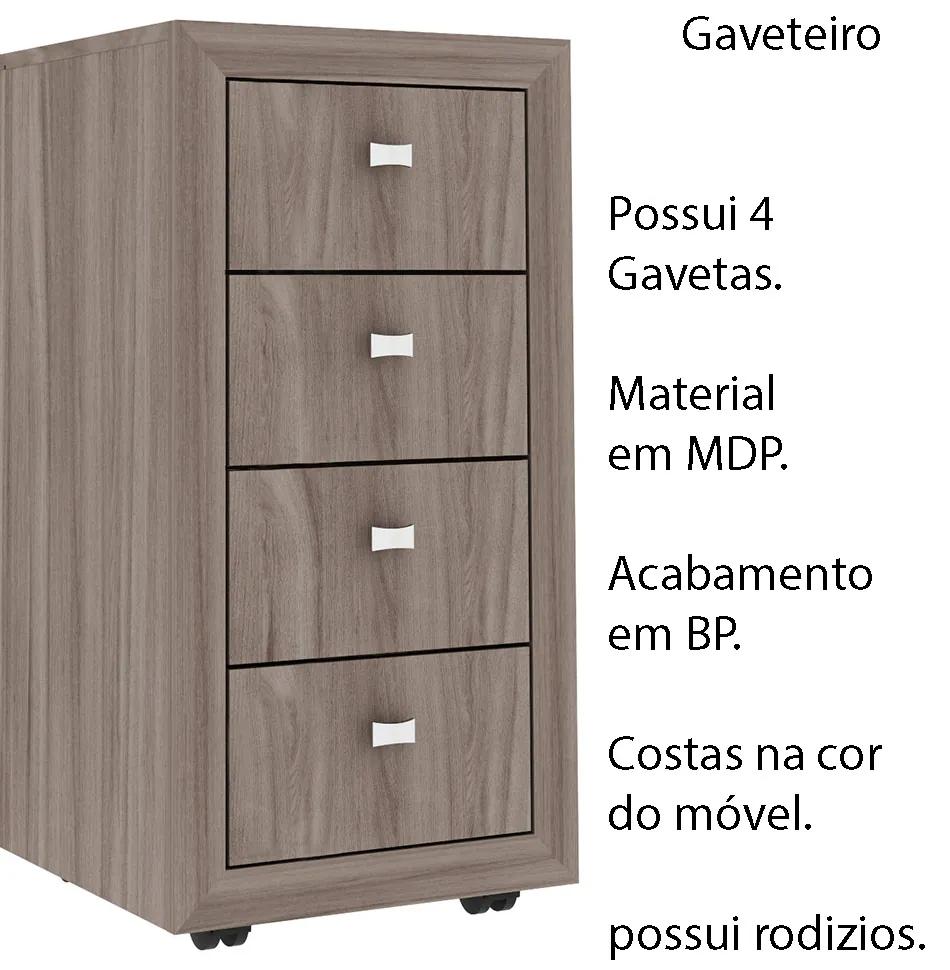 Gaveteiro para Escritório Home Office ME4133 MDP Carvalho G69 - Gran Belo