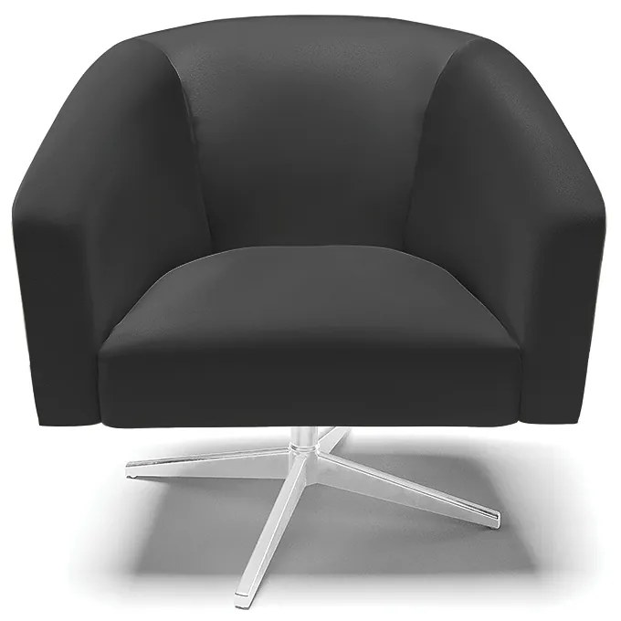 Poltrona Decorativa Giratória Cromada Stella Sintético D03 - D'Rossi - Preto