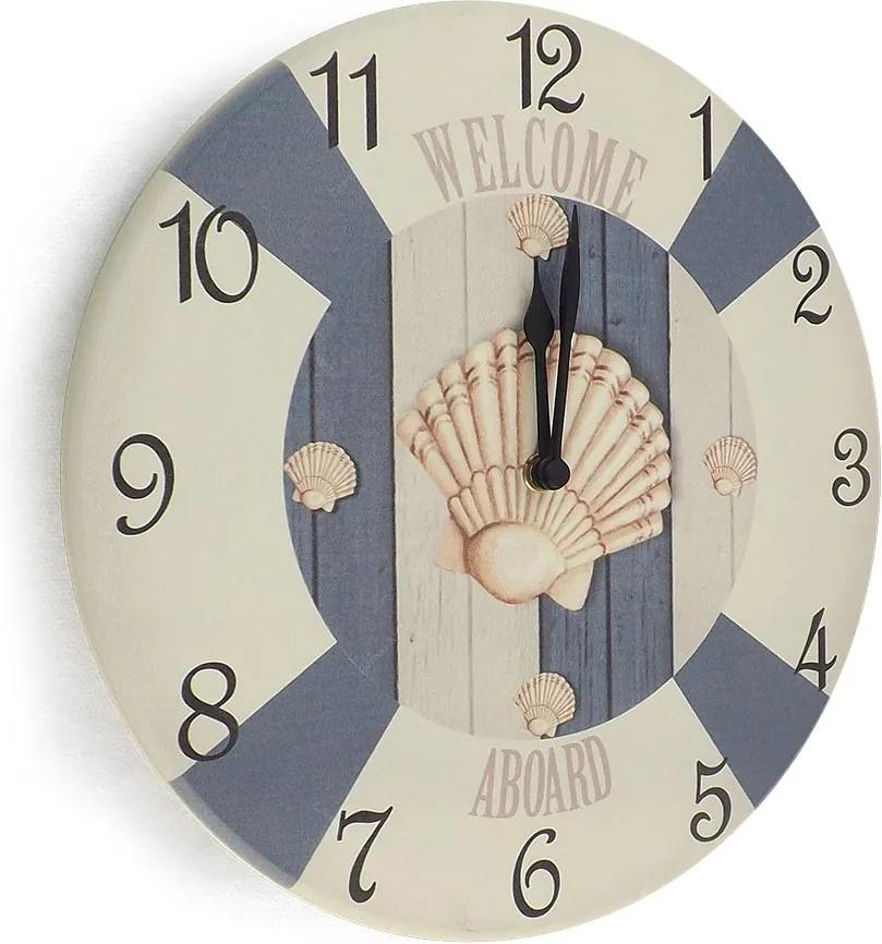 Relógio de Parede Bóia e Conchas em Madeira MDF - 28 cm