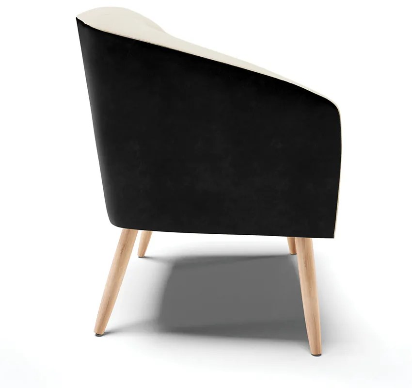 Poltrona Decorativa Pé Palito Natural Stella Preto/Linho Bege D03 - D'Rossi
