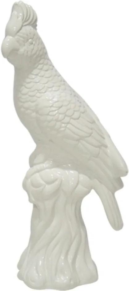 escultura pássaro SUMATRA cerâmica branca 16cm Ilunato QC0586