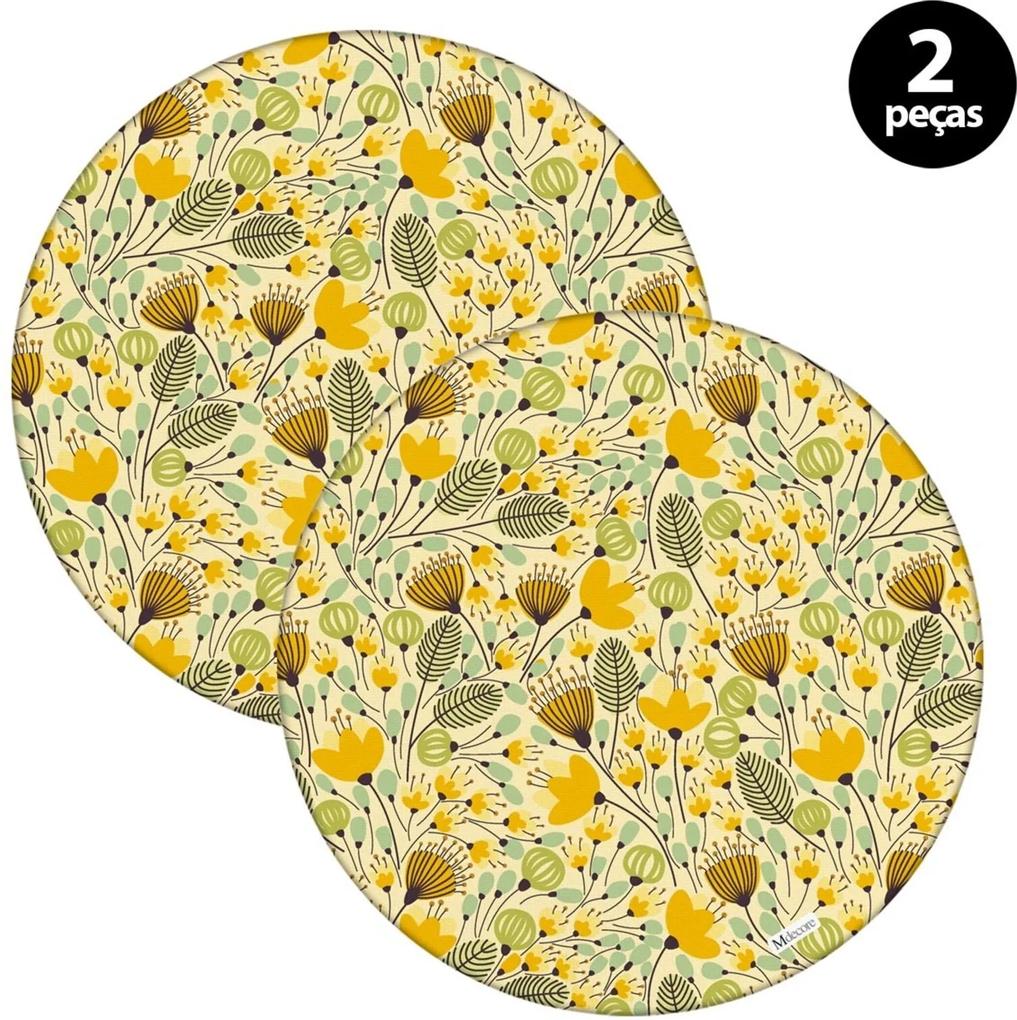 Capa para Sousplat Mdecore Floral Amarelo 2pçs