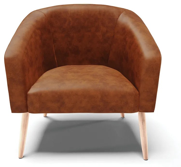Poltrona Decorativa Pé Palito Natural Stella Sintético PU  D03 - D'Rossi - Nozes