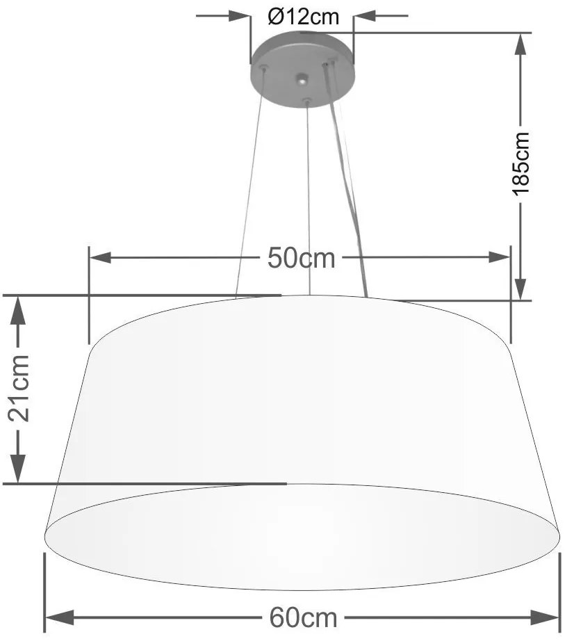 Lustre Pendente Cone Vivare Md-4002 Cúpula em Tecido 21/60x50cm - Bivolt