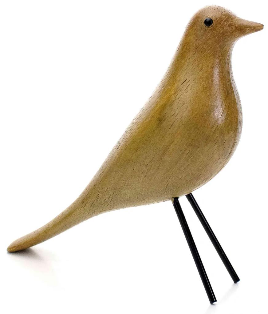 Escultura Pássaro em Poliresina Madeira 22x19x5 cm - D'Rossi