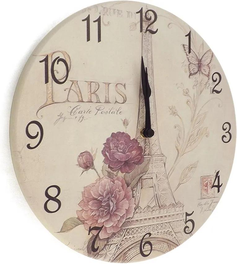 Relógio de Parede Torre Eiffel Paris em Madeira MDF - 28 cm