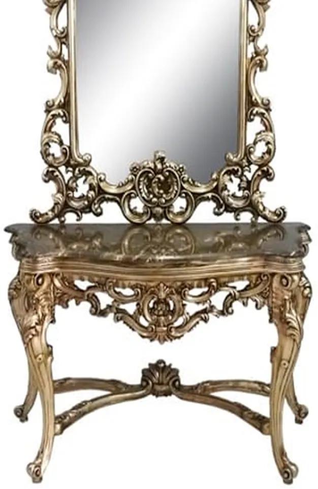 Aparador Clássico Prata Luis XV Com Espelho - 231x133x55cm