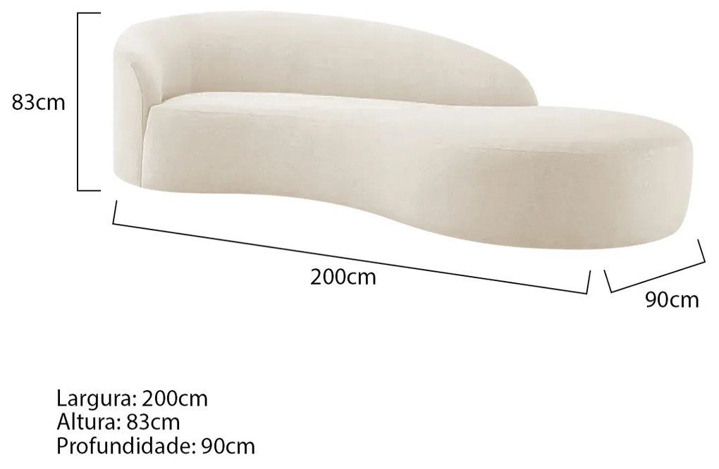 Divã Recamier Orgânico França 200cm Lado Direito Bouclé - ADJ Decor