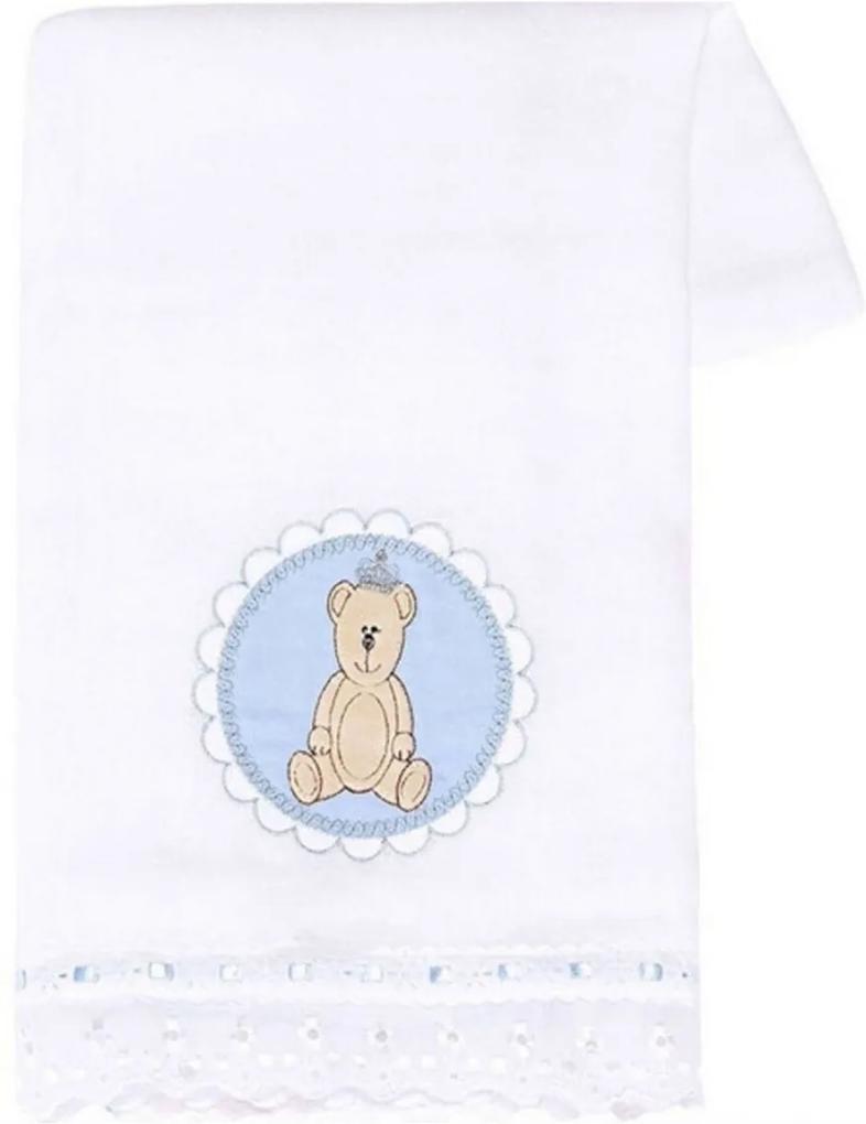 Toalha de Fralda Dupla I9 Baby Urso Coroado Azul