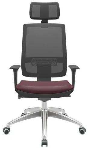 Cadeira Office Brizza Tela Preta Com Encosto Assento Facto Dunas Bordô Autocompensador 126cm - 63002 Sun House