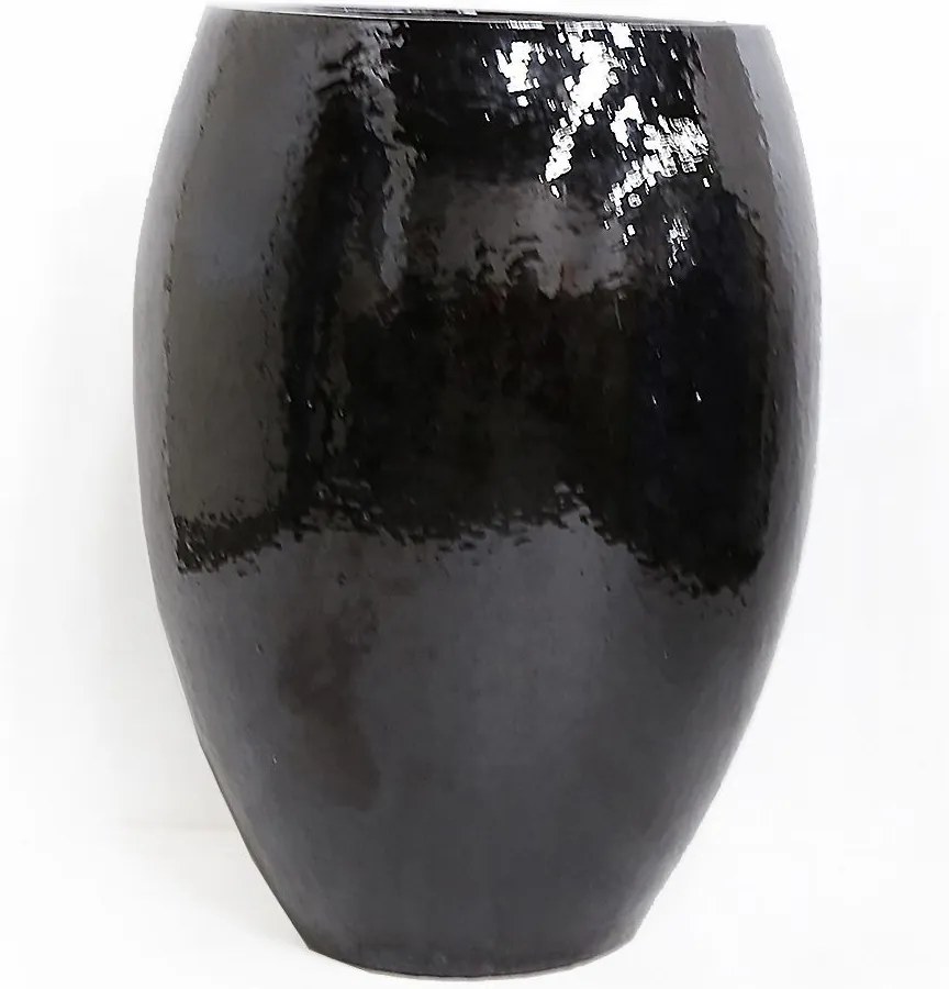 Vaso Vietnamita Cerâmica Importado EGG Planter Médio Preto D48cm x A74cm