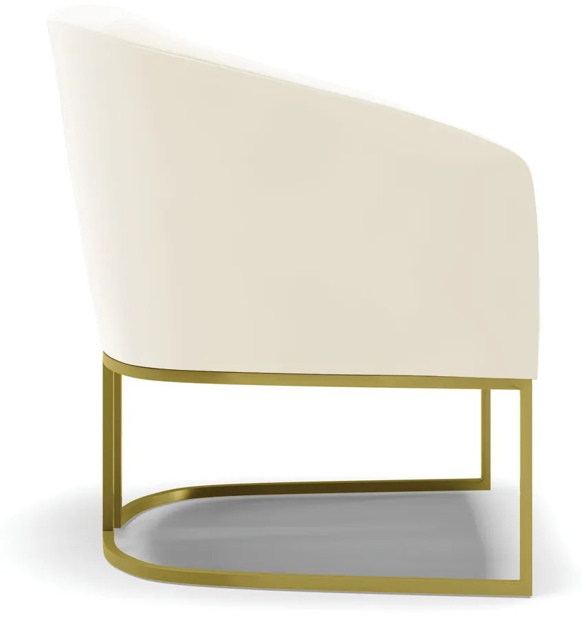 Poltrona Decorativa Industrial Dourado kit 2 Stella Veludo D03 - D'Rossi - Bege