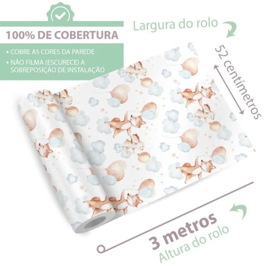 Papel Infantil Quarto Bebê Bichinhos Aquarela Dcorando