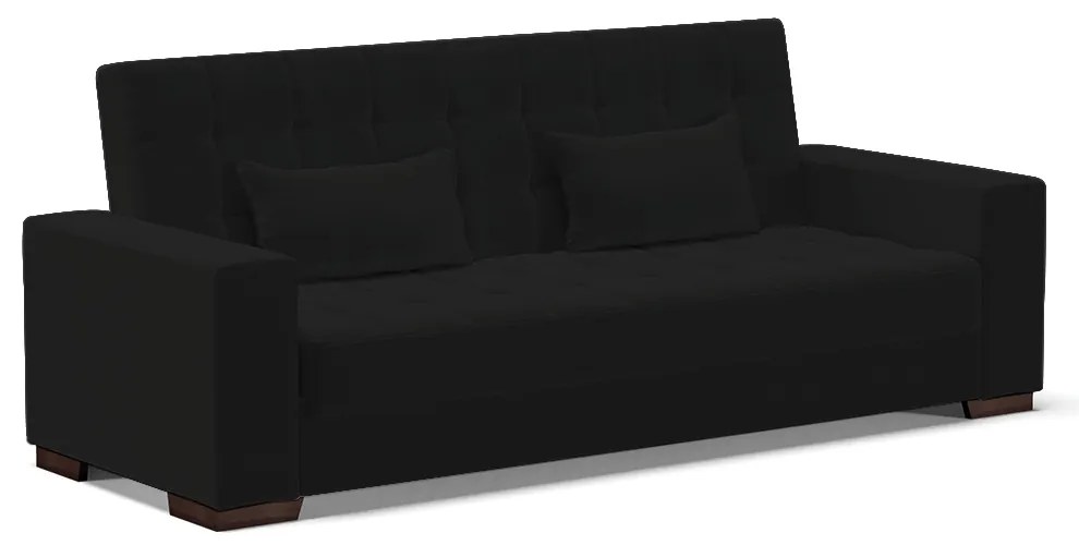 Sofá Cama Casal 3 Lugares 210cm Lisboa Linho  D03 - D'Rossi - A79 Preto