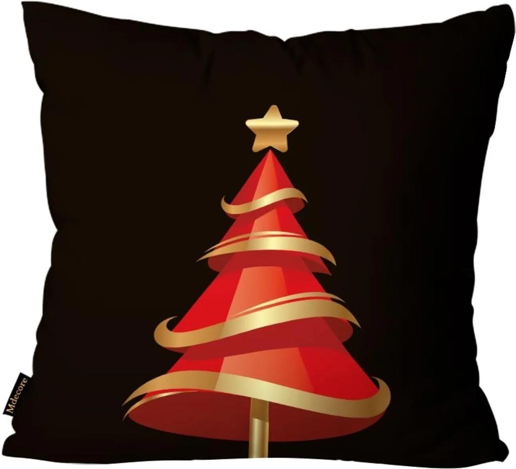 Capas para Almofada Premium Cetim Mdecore Natal Arvore de Natal Preta 45x45cm