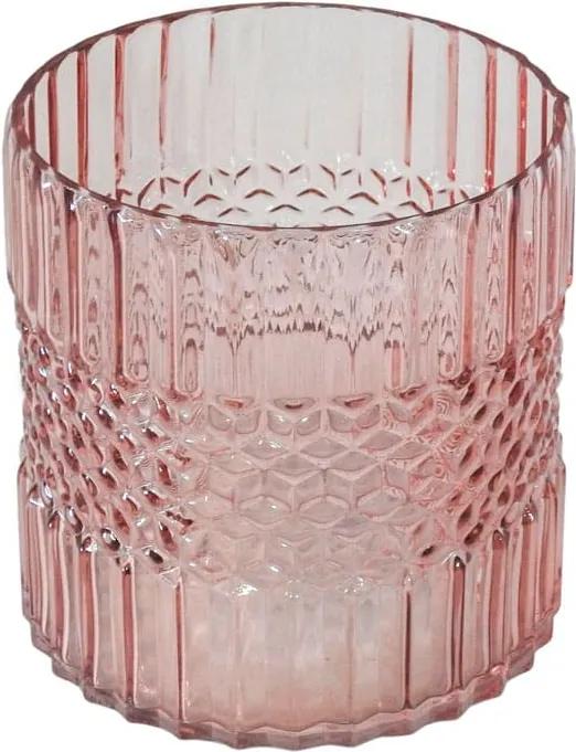 Vaso Decorativo em Vidro na Cor Rosa - 15cm