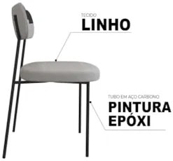 Sala de Jantar Mesa Indy 160cm 4 Cadeiras Milli A14 Cinza/Preto - Mpoz