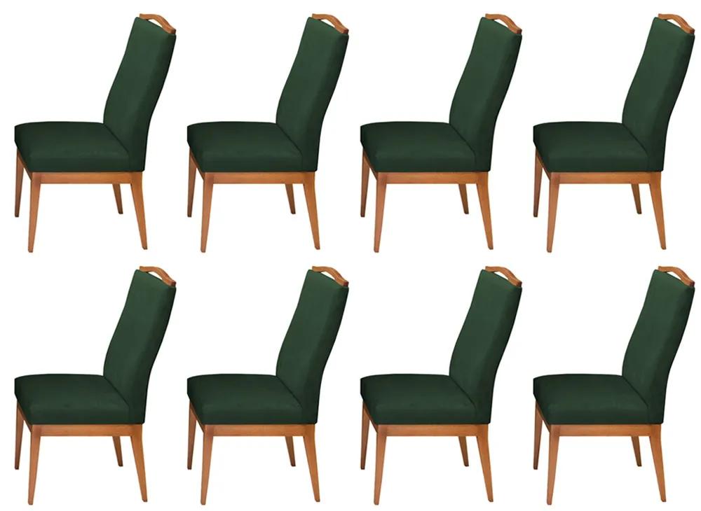 Conjuntos 8 Cadeiras Decorativa Lara Aveludado Verde