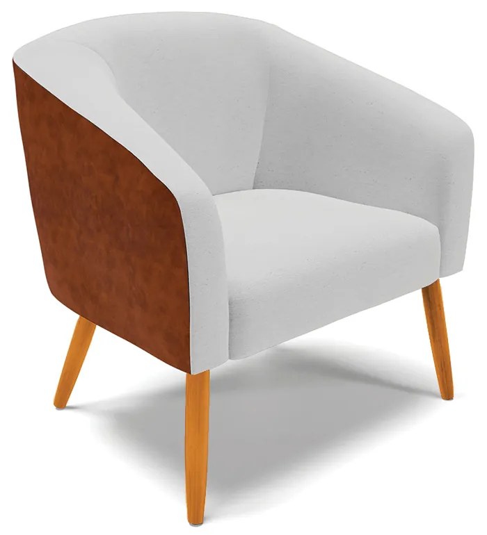 Poltrona Decorativa Pé Palito Castanho kit 2 Stella Nozes/Linho Cinza D03 - D'Rossi