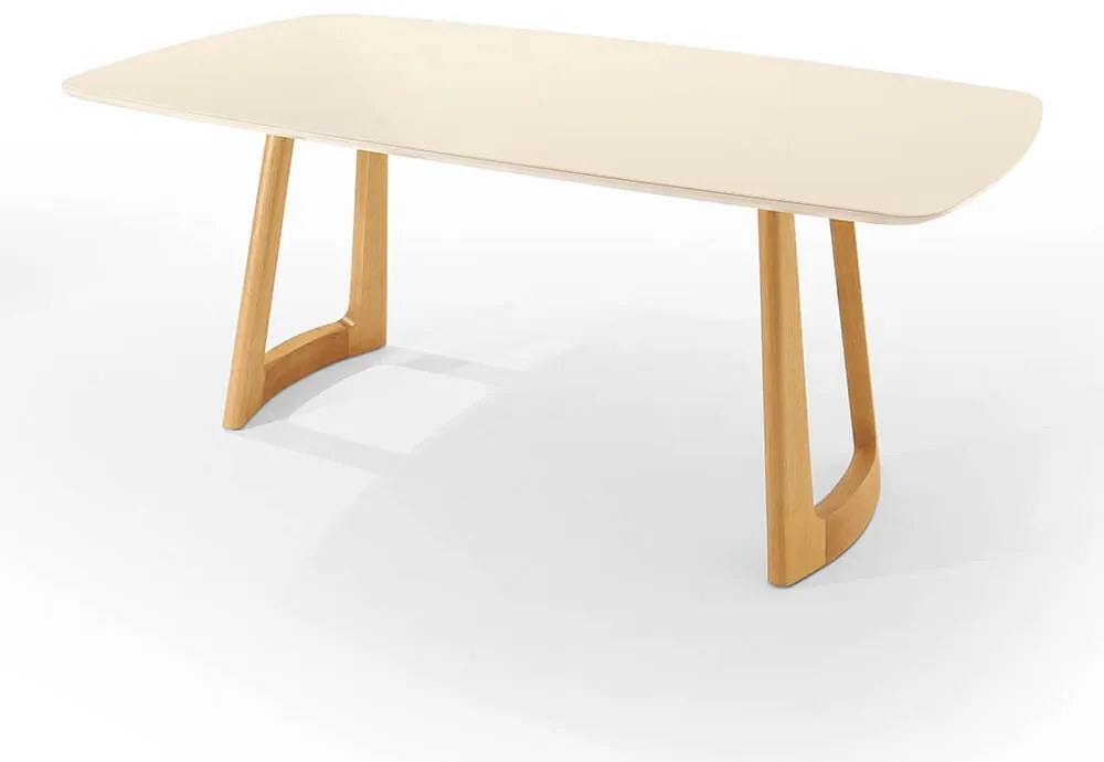 Mesa de Jantar Clean Retangular Tampo de Vidro Off White - 1,80x1m