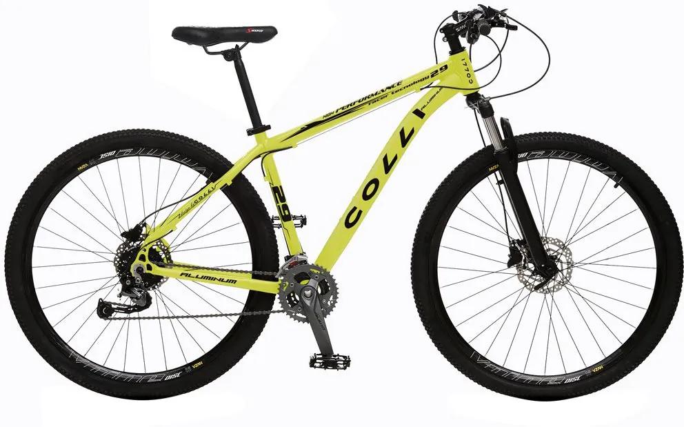 Bicicleta Esportiva Aro 29 Alívio Shimano Suspensão Freio a Disco 531-A Quadro 18 Alumínio Amarelo Neon - Colli Bike