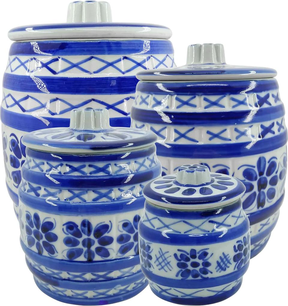 Jogo de Potes em Porcelana Azul Colonial 4 peças