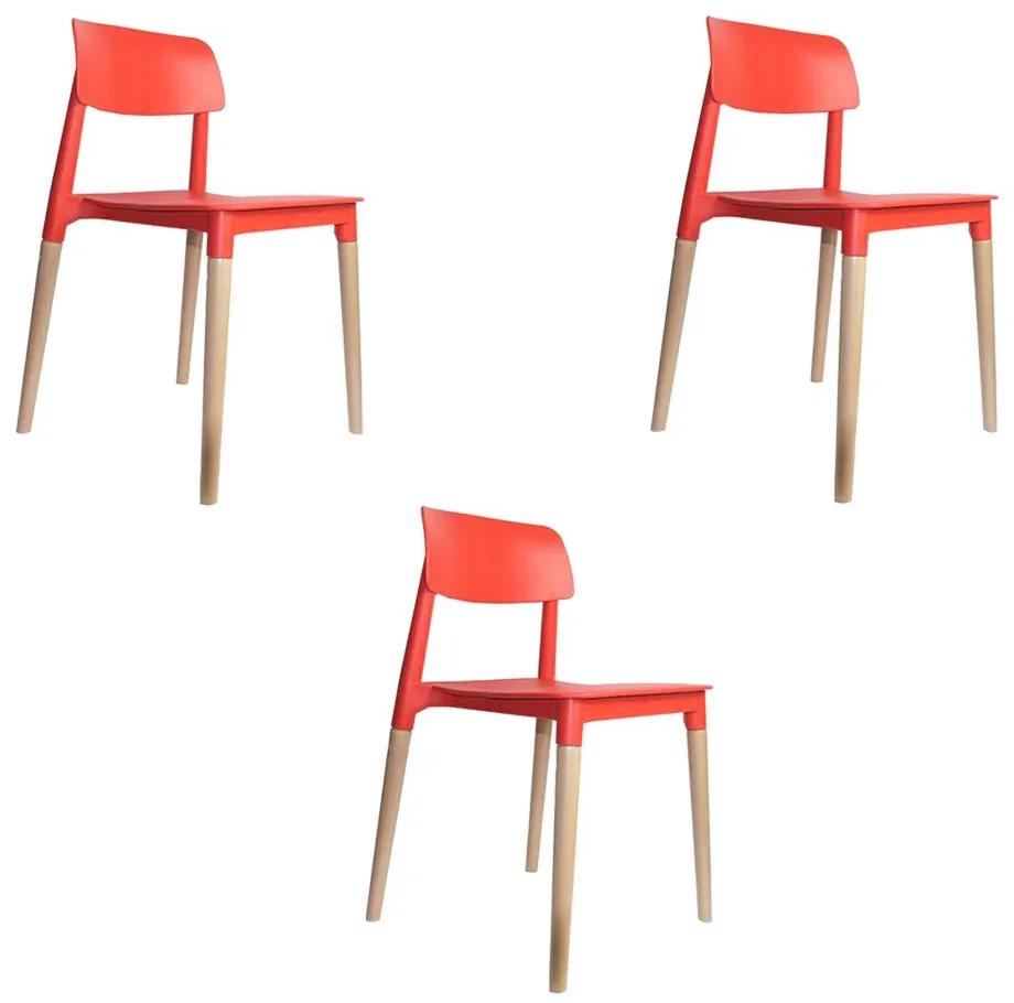 Kit 3 Cadeiras Decorativas Sala e Cozinha (PP) Viper Vermelha  G56 - Gran Belo