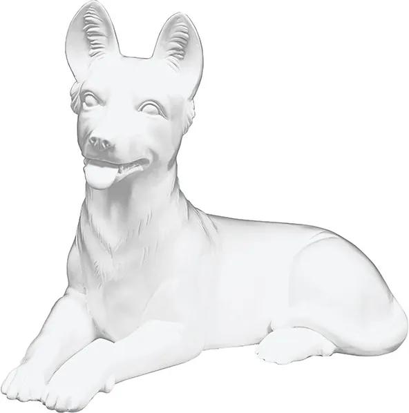Estátua em Resina Branca Cachorro
