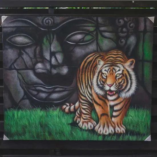 Tela Bali "Buda e o Tigre" 100x120cm