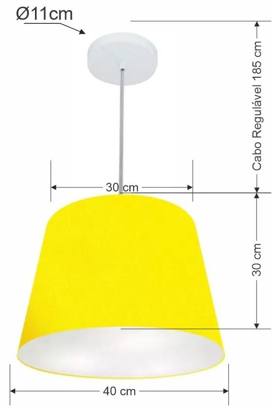 Lustre Pendente Cone Vivare Md-4155 Cúpula em Tecido 30/40x30cm - Bivolt - Amarelo - 110V/220V