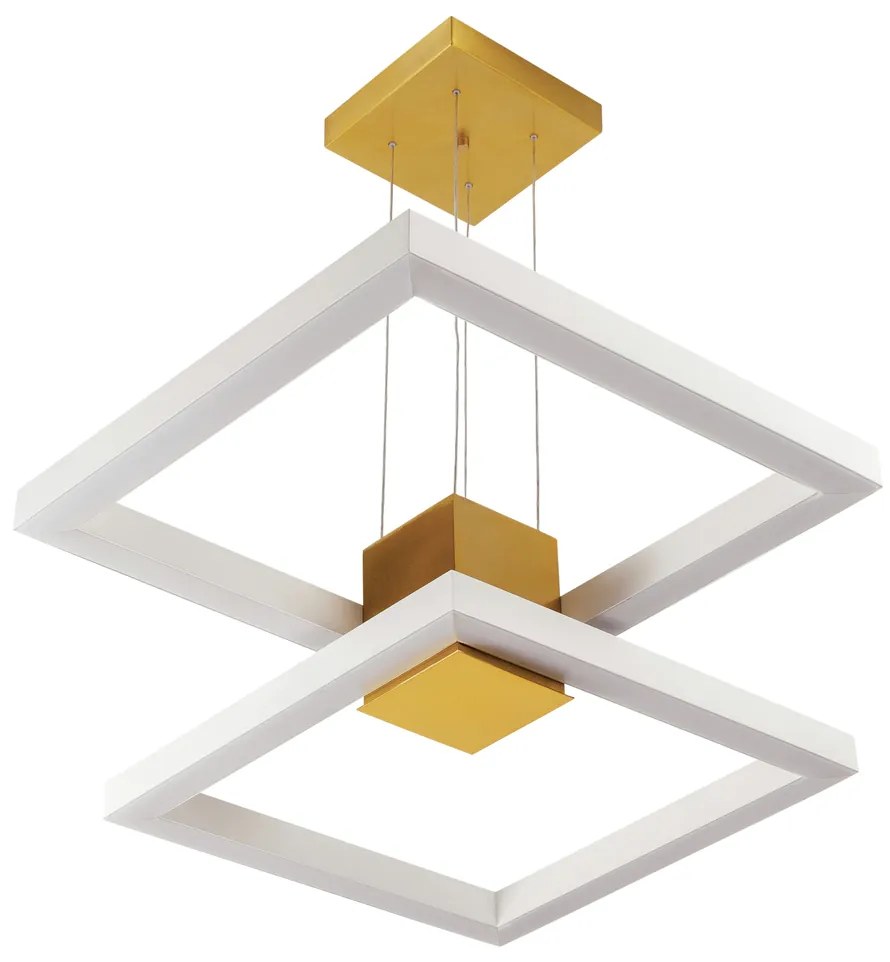 Pendente Mira 42X42Cm Led 48,8W Bivolt | Usina 19272/42 (DR-M - Dourado Metálico, 3000k)