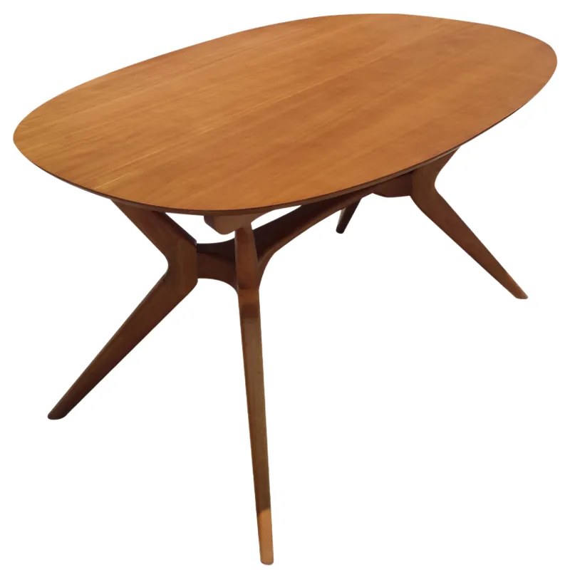 Mesa de Jantar Pé Palito Oval Madeira Maciça Eucalipto Design Retrô