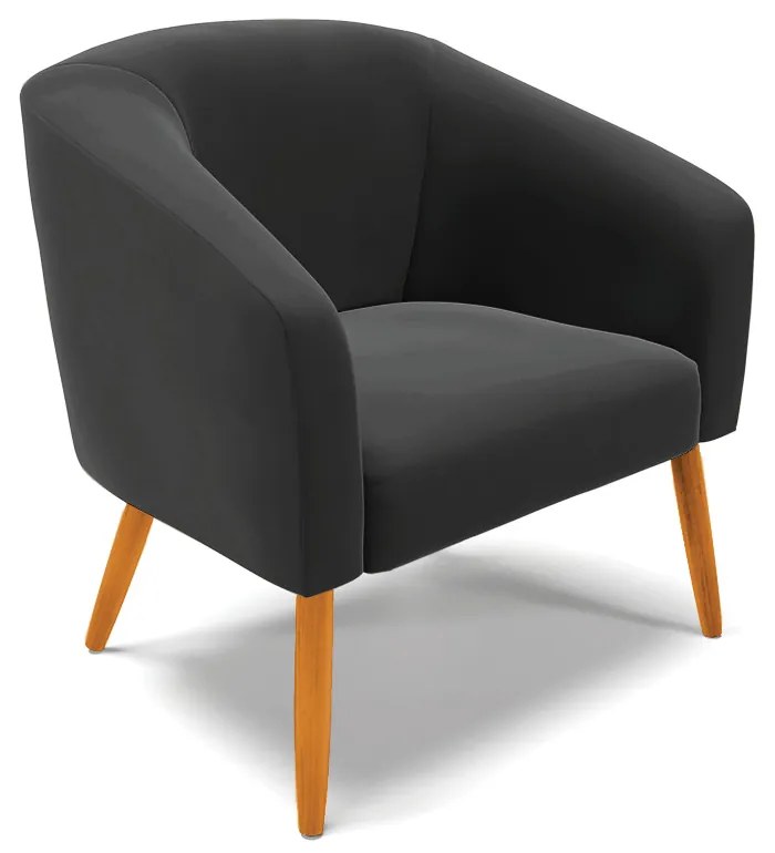 Poltrona Decorativa Pé Palito Castanho kit 2 Stella Veludo D03 - D'Rossi - Preto