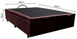 Base Box Baú para Cama Viúva 128x188cm Liz S05 Suede Bordado Marrom -