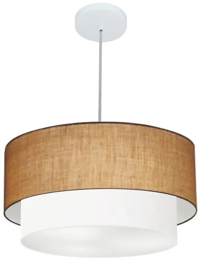 Lustre Pendente Duplo Cilíndrico Vivare Md-4351 Cúpula em Tecido 50x40cm - Bivolt